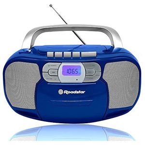 Roadstar RCR-4635UMP/BL draagbare cd-radio, digitale PLL FM, Boombox CD-MP3-speler, USB, AUX-IN, hoofdtelefoonuitgang, blauw