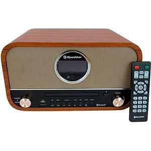 Roadstar HRA-1782NBT Vintage muziekapparatuur, digitale FM-radio, CD-MP3-speler, Bluetooth, USB-opname en afspelen, AUX IN RCA, afstandsbediening, hoofdtelefoonaansluiting, retro, hout
