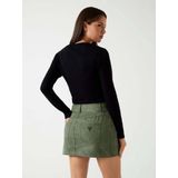 Rhinestone Detail Long Sleeve Knitwear with Round Neck Wo - Black