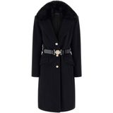 Guess - Zwarte Wollen Blend V-Hals Jas - Dames