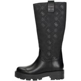 Guess - Monogram Hoge Schacht Dameslaarzen - Zwart - Polyester