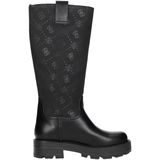 Guess - Monogram Hoge Schacht Dameslaarzen - Zwart - Polyester