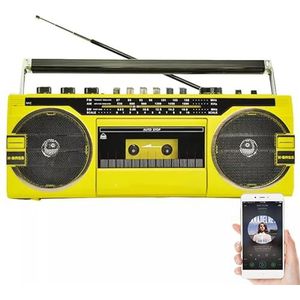 Draagbare Fm-Radio, Draadloze Bluetooth-Muziekspeler, Met Dubbele Luidsprekers, AM/FM/USB MP3-Luidspreker, Geschikt Voor Familiefeesten En Reizen,Yellow
