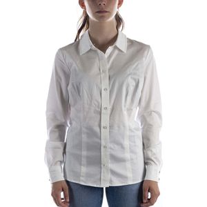 Overhemd - Wit - Gemengd Katoen - Slim Fit - Lange Mouw