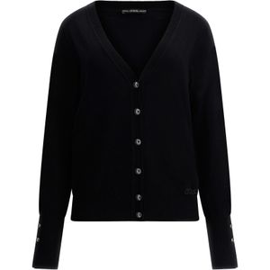 Guess - Zena - Cardigan - Zwart - Viscosemix, V-hals, Lange Mouwen, Slim Fit
