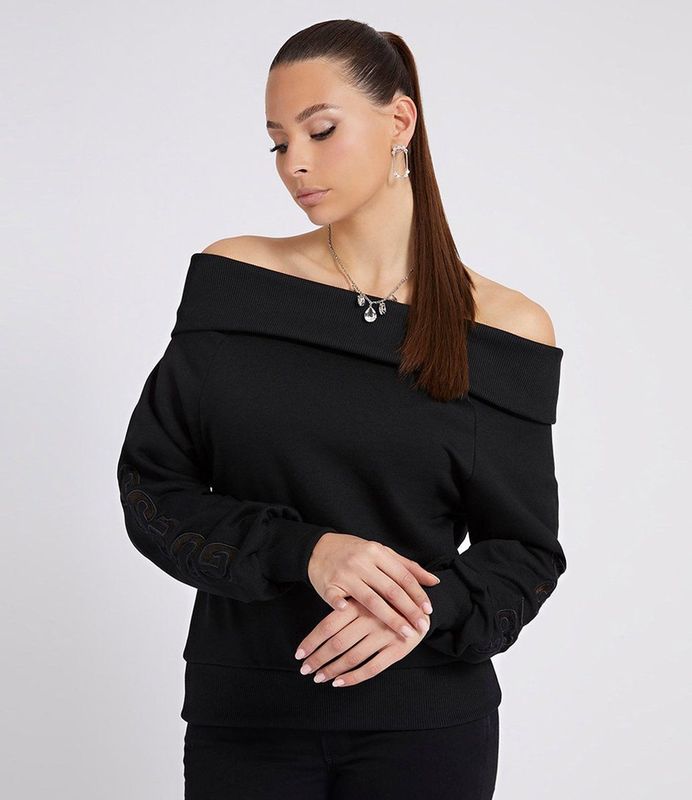 Guess - Marinda Crewneck Sweatshirt - Zwart - Dames Trui