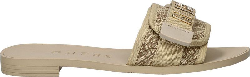Guess - Elyze - Slippers - Beige - Textiel - Klittenbandsluiting