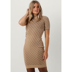 GUESS - Gebreide Jurk - Lichtbruin / Donkerbruin - Korte Lengte - Slanke Pasvorm
