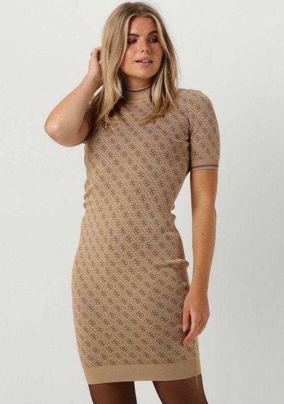 GUESS - Gebreide Jurk - Lichtbruin / Donkerbruin - Lise