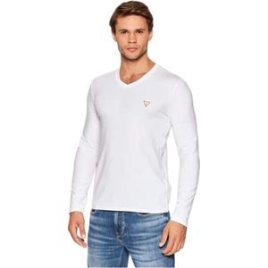 T-Shirt - Blauw - Met Lange Mouwen - Slim Fit - V-hals - Jersey