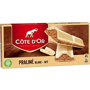 Côte d'Or - Praline Wit - 200 g - Belgische Chocolade - Klassieke Tabletten - Perfect Tussendoortje - Individueel Verpakte Reep Chocolade - Geïmporteerd uit België