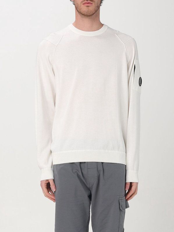 C.p. Company - Trui - Wit - 100% Katoen - Lange Mouwen - Ronde Hals