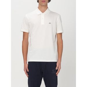 C.p. Company - Polo Shirt - Wit - Piqué Katoen Stretch - Geribbelde Kraag