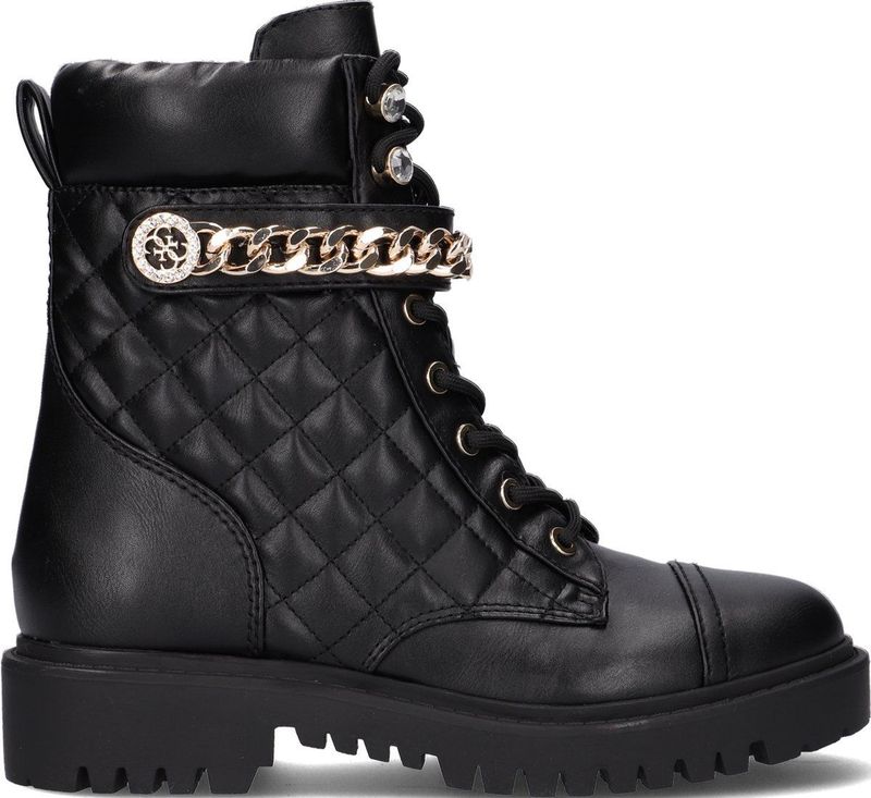 Guess - Odysse - Dames Laarzen - Zwart - Lederlook - Veterboots