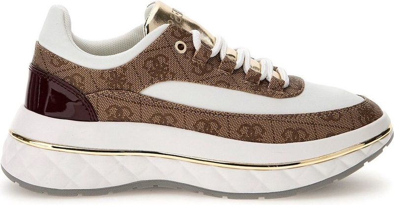 Guess - Kyra - Sneaker - Wit Beige Bruin - 100% PU