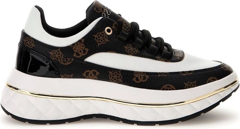 Guess - Kyra - Sneakers - Wit Bruin - Kunstleer