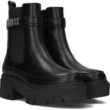 Yelma - Korte Laarzen - Zwart - Nepleer - Ronde Neus - Hakhoogte 6 cm