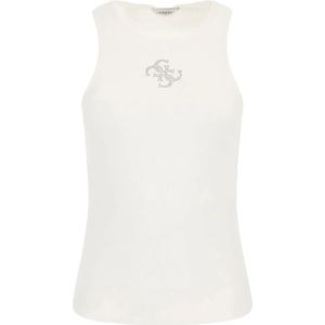 Guess - Tanktop - Wit - 92% Polyester - 8% Elastaan - Mouwloos