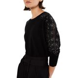 Guess - Leslie Logo Vleermuismouw Top - Zwart - Leer