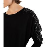 Guess - Leslie Logo Vleermuismouw Top - Zwart - Leer