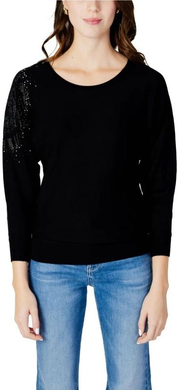 Guess - Leslie Logo Vleermuismouw Top - Zwart - Leer