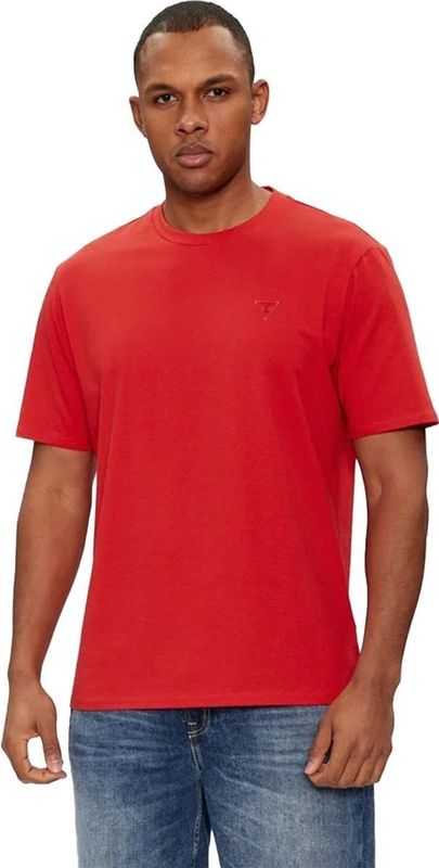 Guess - Heren - Rood - T-shirt - Katoen