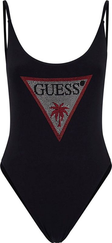 Guess - Badpak - Zwart - Met Verstelbare Bandjes - Diepe Rugdecolleté