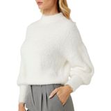 Trui - Pluizig Garen - Korte Col - Lange Mouwen - Relaxed Fit