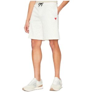 Guess - Korte Broeken - Wit - Gedrukte Jogging Shorts - Klassieke Pasvorm