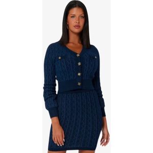 Guess - Kabelgebreid Vest - Gemengde Viscose - V-hals - Regular Fit