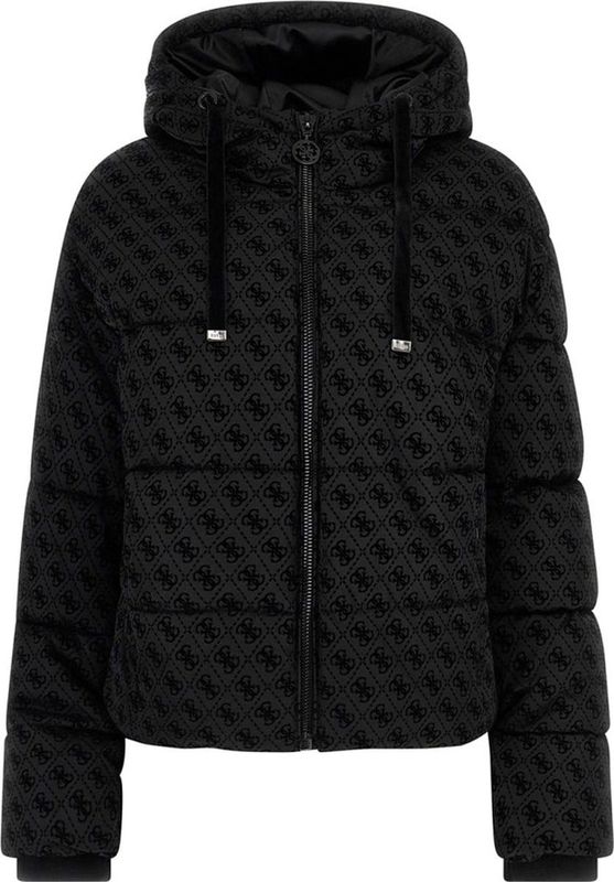 Guess - DAISY PUFFER LOGO FLOCK - Donsjas - Zwart