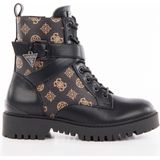 Guess - Enkellaarzen - Zwart - Leer - Veganistische uitvoering met Pioenprint