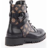 Guess - Enkellaarzen - Zwart - Leer - Veganistische uitvoering met Pioenprint