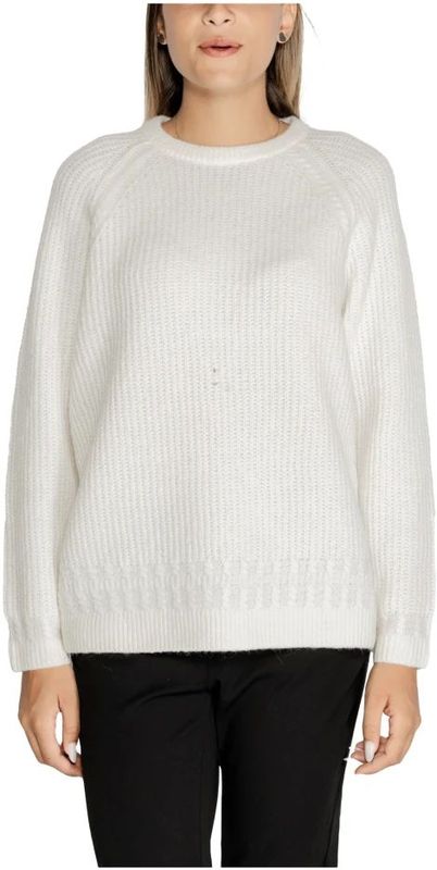 Guess - Kabelgebreide Trui - Wit - 75% Polyester, 14% Acryl, 5% Wol, 3% Elastaan, 3% Alpaca