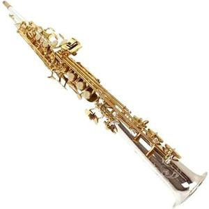 saxofoon kit Treble Saxofoon Rechte Pijp Messing Zilver En Goudlak Sax Nieuw Spelend Muziekinstrument Met Koffer
