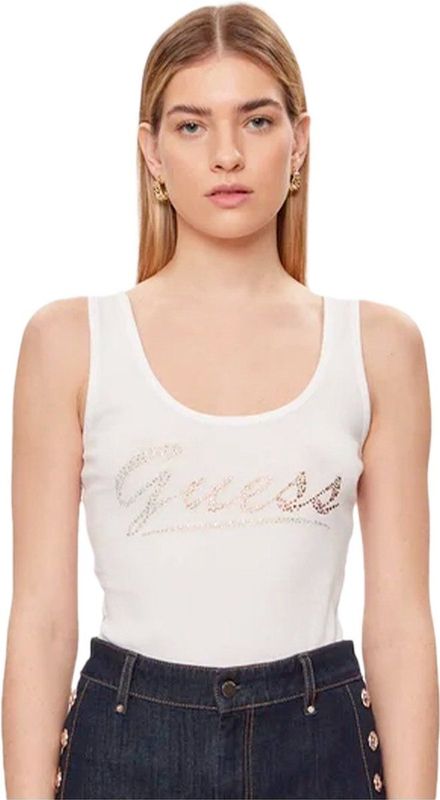 Guess - Top - Wit - Dames - Mouwloos - Katoen