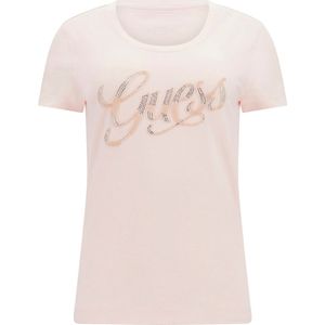 Guess - T-shirt - Roze - Katoen - Ronde Hals - Korte Mouwen