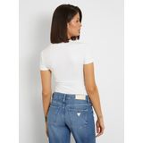 Guess SS RN Satin Triangle Tee Dames T-Shirt - Wit