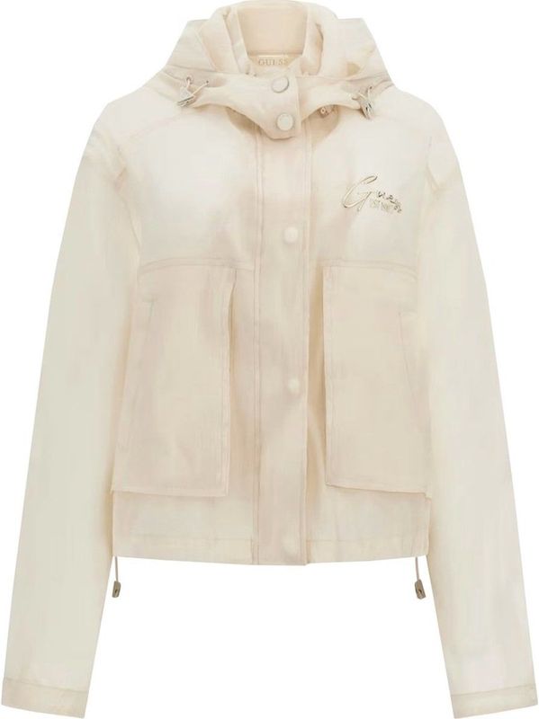 Guess - Jas - Wit - Verstelbare Capuchon - Meerdere Zakken - Effen Design