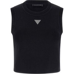 Guess - Alexia - Tanktop - Zwart - Viscose, Ronde Hals, Mouwloos, Strass Logo