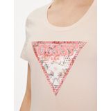 Guess SS RN Satin Triangle Tee Dames T-Shirt - Wanna Be Pink