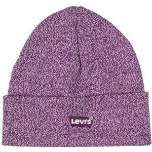 Levi's Slouchy Beanie – Tonal Batwing, Donker Paars, Eén Maat