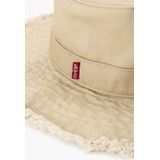 Bucket hat met koord Drawstring LEVI'S. Katoen materiaal. Maten M. Beige kleur