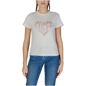 Guess Active - Printed Round Neck T-shirt - Wit - Katoen/Elasthaan/Lycra