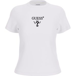 Guess - Geborduurd Katoenen T-shirt - Wit - Dames