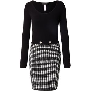 Pied De Poule - Bodycon Jurk - Wit Multi - Viscosemix