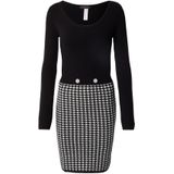Pied De Poule - Bodycon Jurk - Wit Multi - Viscosemix