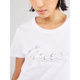 Guess - Tops - Dames - Wit - Katoen - Crew Neck T-Shirt