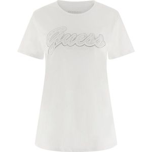 Guess Lace Logo Easy Tee Dames T-Shirt - Pure White