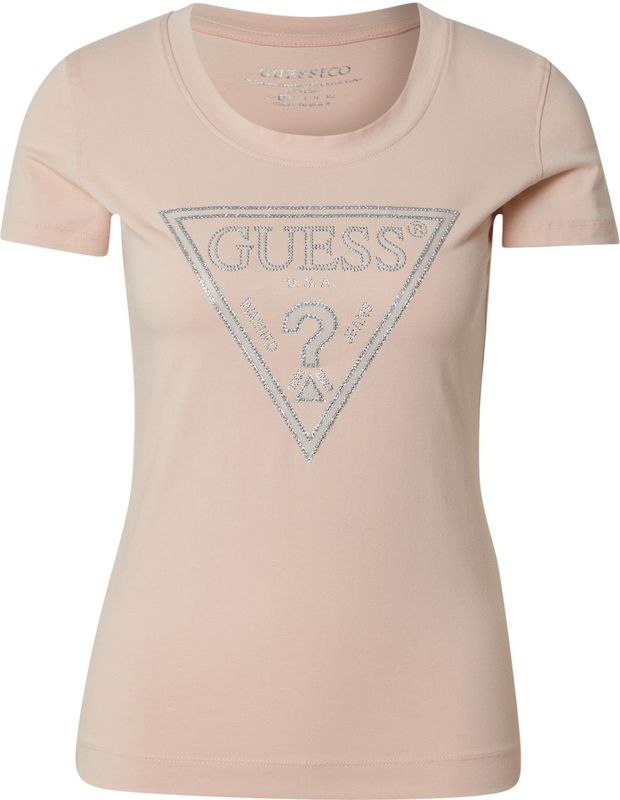 Guess - Printed T-shirt - Roze - Katoen - Korte Mouw